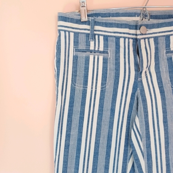 LOFT Striped Denim Flare Pant Size 2 - Picture 6 of 12